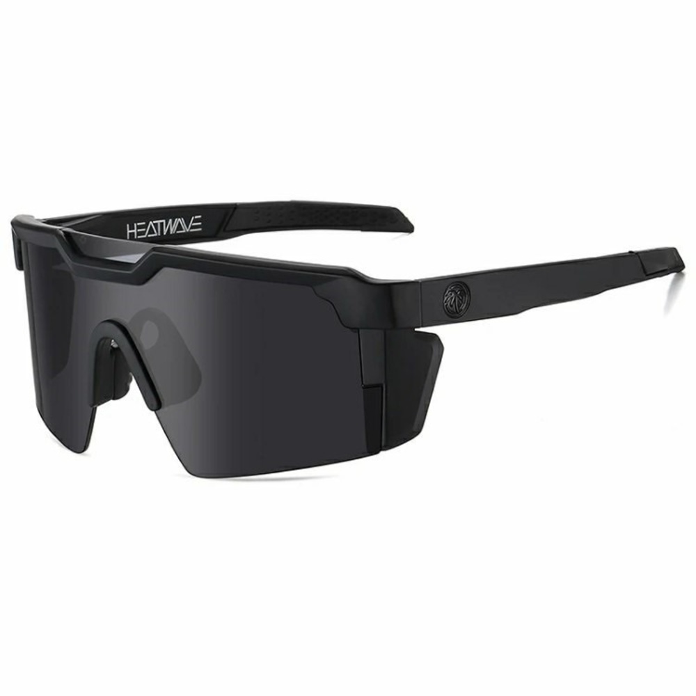 US NEW Large Shield Rimless Sunglasses Z87 Matte Black Frame Dark Smoke Lens